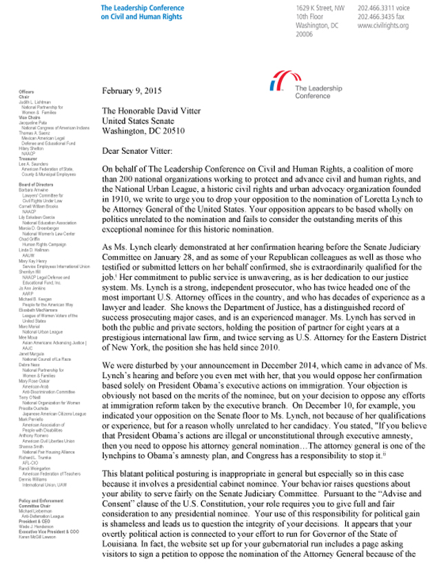 MHM - Letter to Senator Vitter 2.9 p1