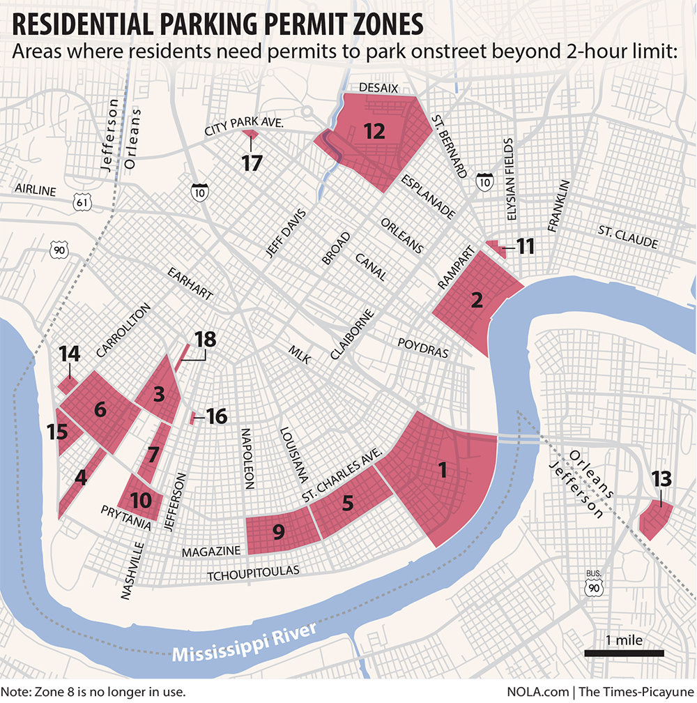 New Orleans residential parking zones