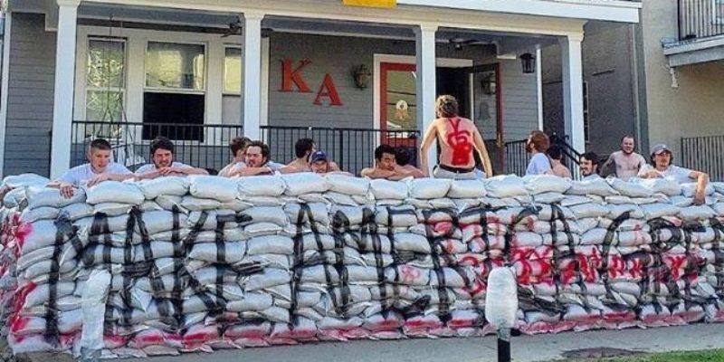 UPDATED: Tulane Frat Builds Annual Wall Featuring Trump Slogan, Then These Football Players Illegally Tear It Down (VIDEO)