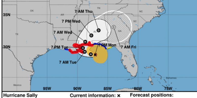 Hurricane Sally expected to make landfall Tuesday, Wednesday as Category 2 storm